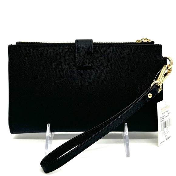 Michael Kors Large Double Zip Wallet Black/Gold - Picture 5 of 7